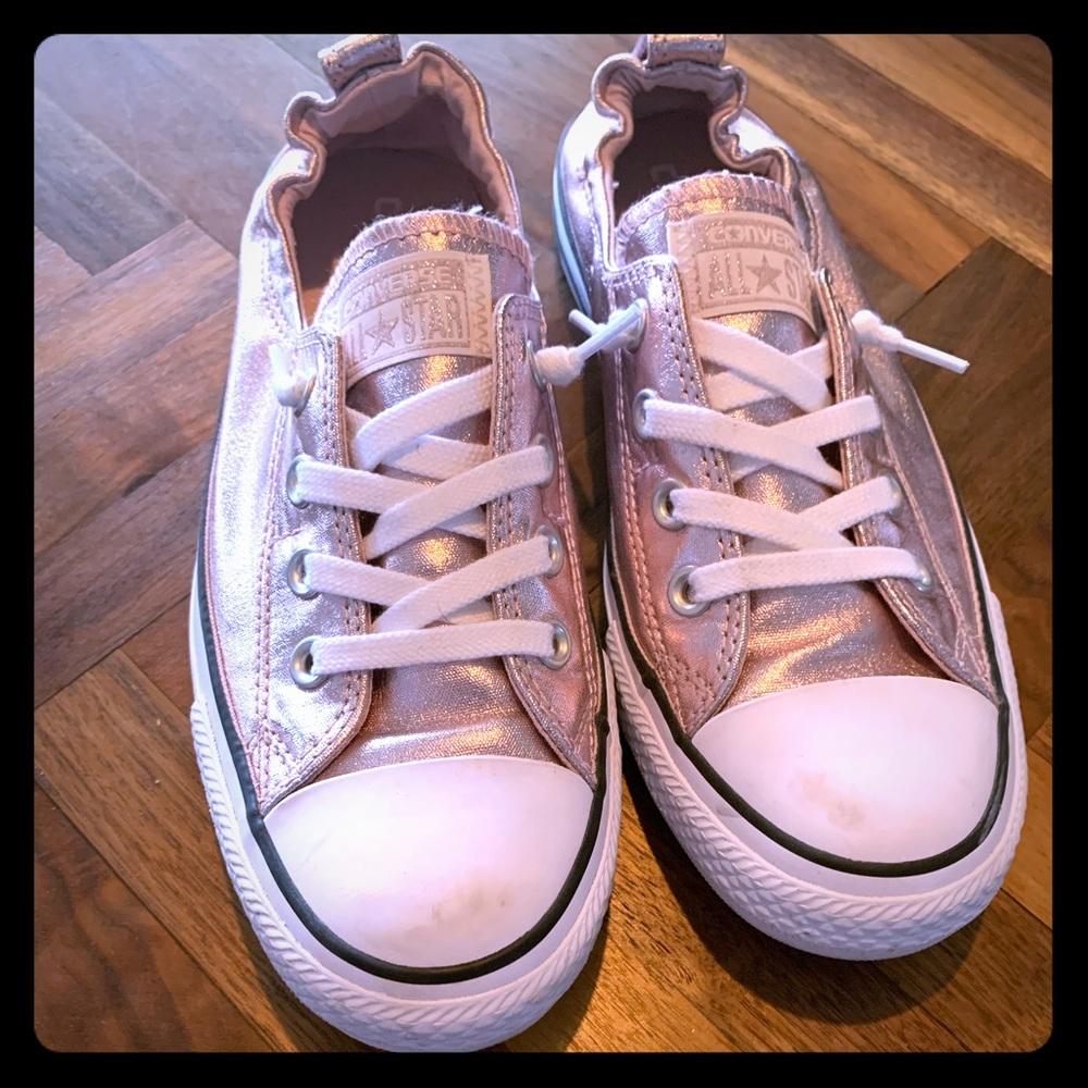 Rose Metallic Slip On Converse